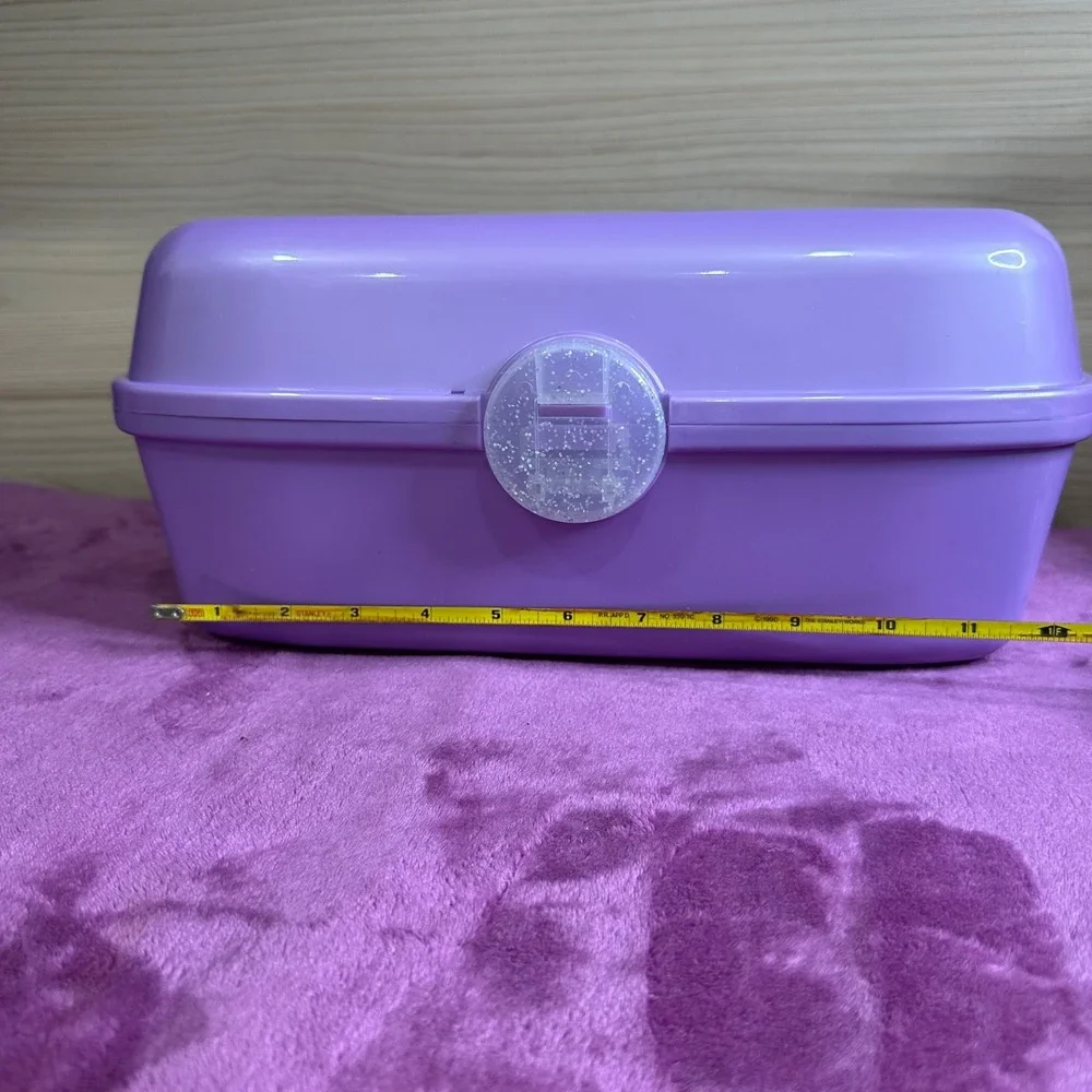 Horizon Group USA Purple Glitter Handle Makeup Case Organizer Storage Box